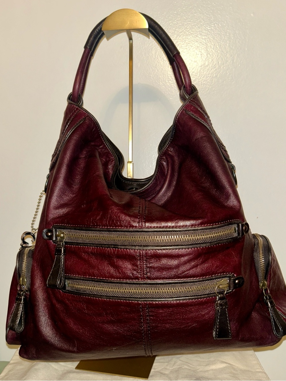 Coach Cambridge Large Leather Hobo Bag in the plum/burgundy
